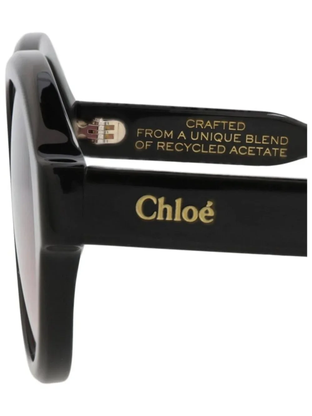 New Chloé Women's Sunglasses Round Oval Recycled Acetate Frame Black Black Red